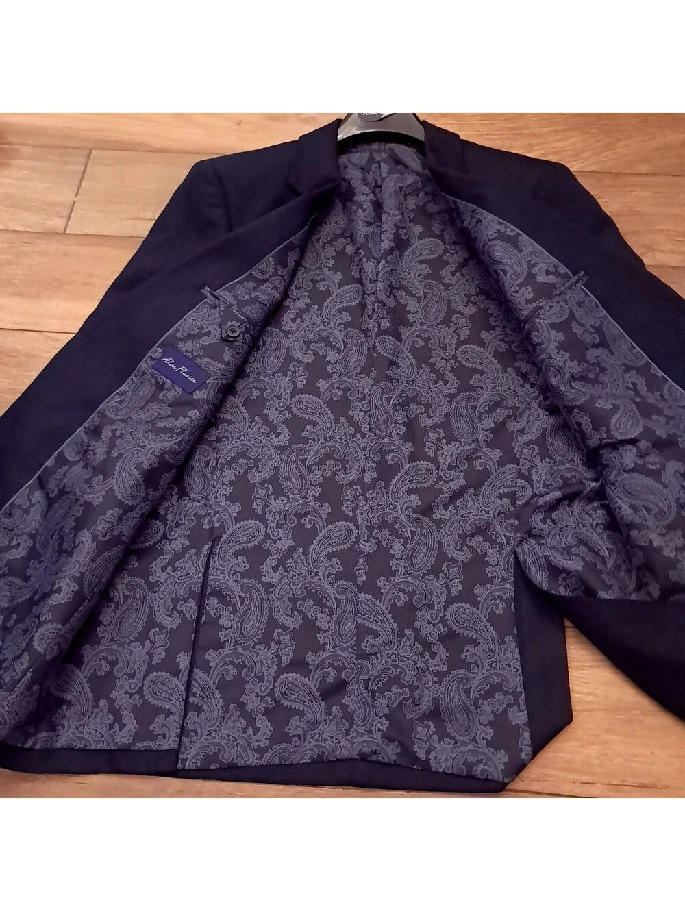 NEW Alan Flusser blazer sz 42R 42 regular navy blue herringbone suit jacket